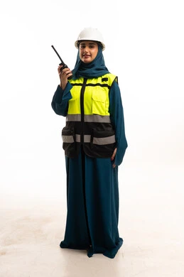 Saudi Woman Engineer in Safety Vest and Hard Hat