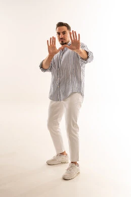 Saudi Man Making Stop Gesture on White Background