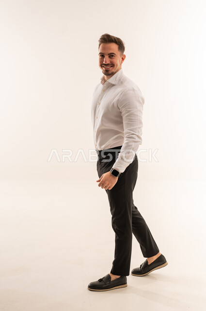 Saudi Businessman in Studio on White Background