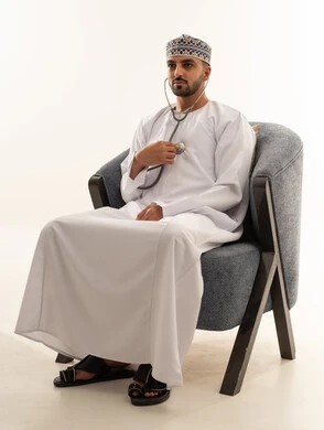 Omani Man in Traditional Dress with Stethoscope