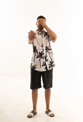 Arab Man in Summer Shirt Making Stop Gesture