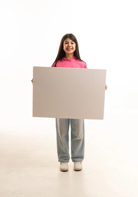 Arab Girl Holding Blank White Board in Studio