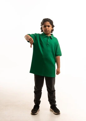 Arab Boy Dislike Gesture on White Background