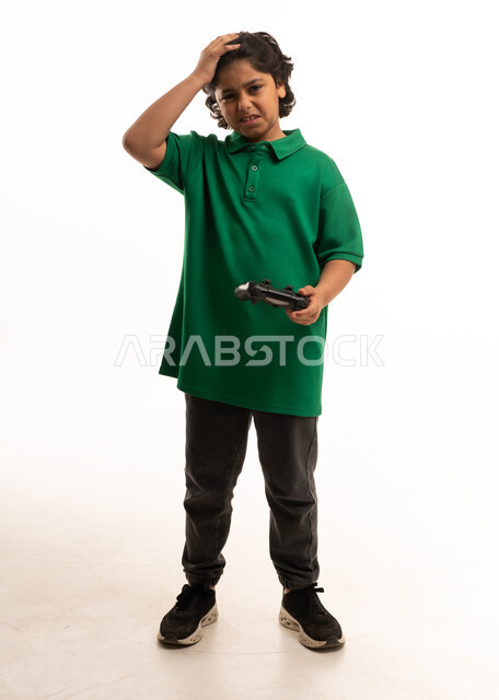 Frustrated Arab Boy Holding Gaming Controller