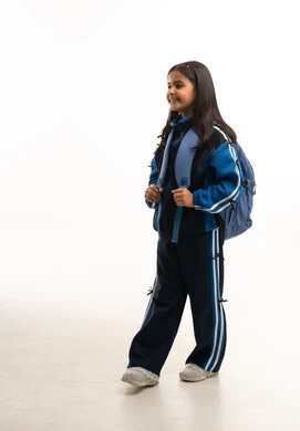 Arab Girl Student in School Tracksuit with Backpack