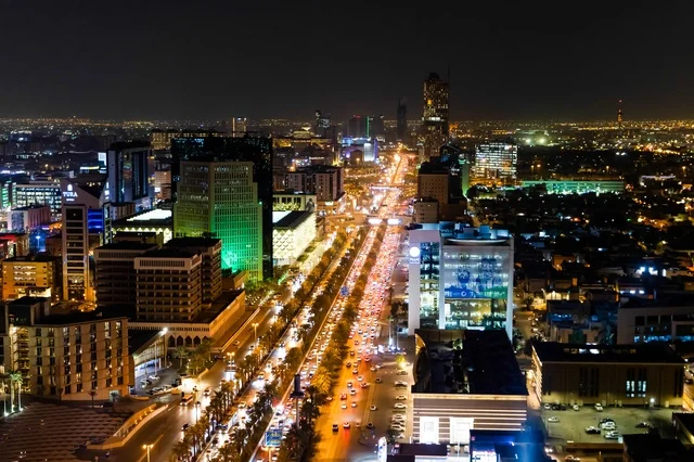 Riyadh City Skyline and Olaya Street Night View