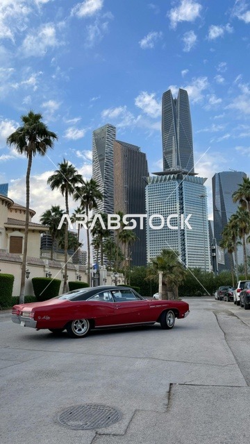 Vintage Red Car at King Abdullah Financial District Riyadh