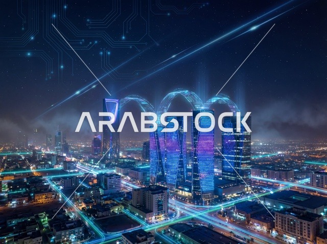 رؤية مدينة الرياض الذكية والذكاء الاصطناعي ليلاً