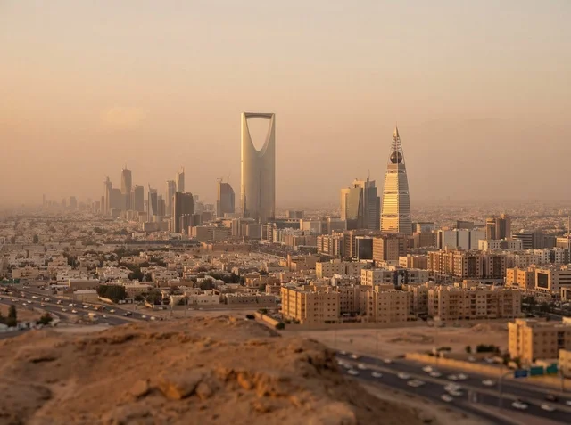 Riyadh City Skyline with Kingdom Centre at Sunset