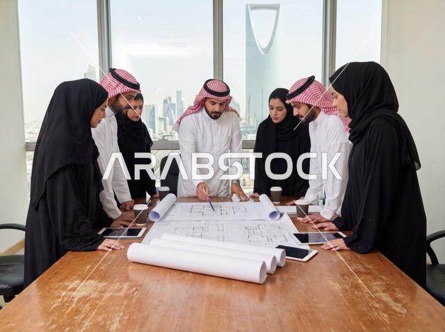 اجتماع فريق عمل سعودي في مكتب بمدينة الرياض