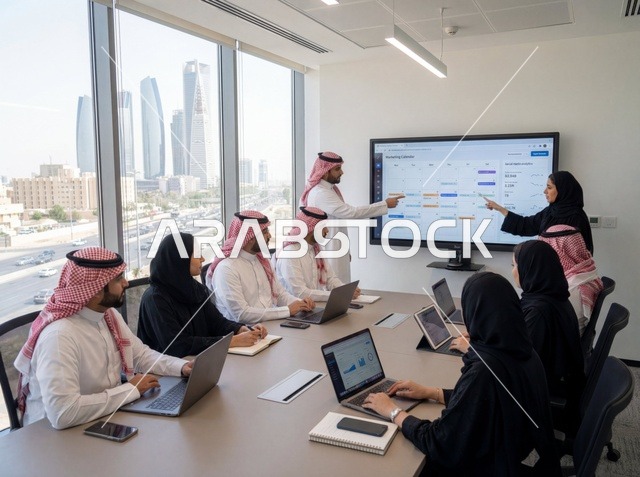 اجتماع عمل لفريق سعودي في مكتب حديث بالرياض