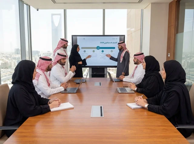 اجتماع عمل لفريق سعودي في مكتب بالرياض