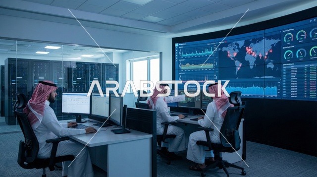 مهندسو تقنية معلومات سعوديون في مركز بيانات متطور