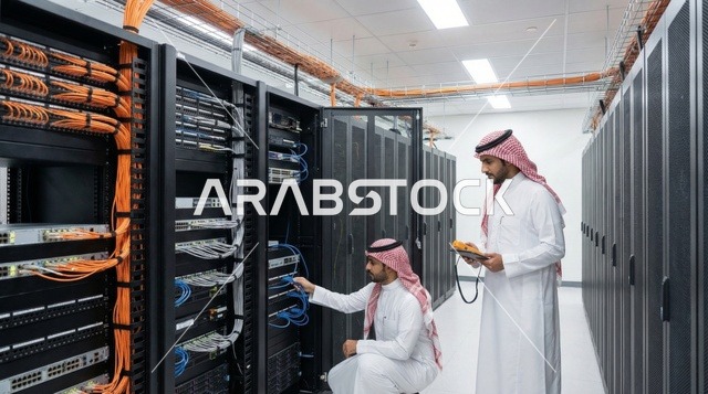 مهندسو شبكات سعوديون في مركز بيانات حديث