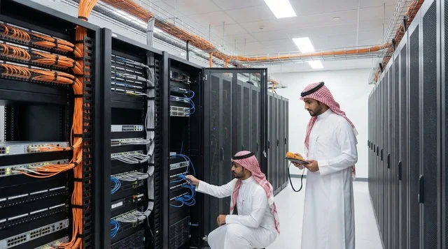 مهندسو شبكات سعوديون في مركز بيانات حديث