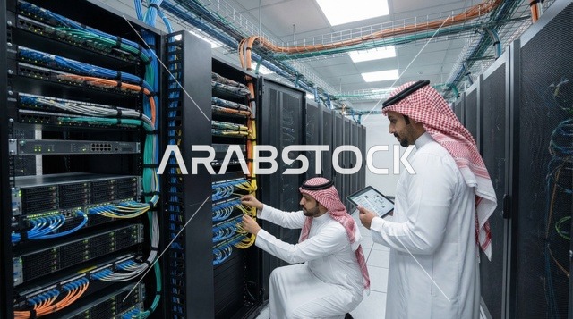 مهندسو شبكات سعوديون في مركز بيانات حديث