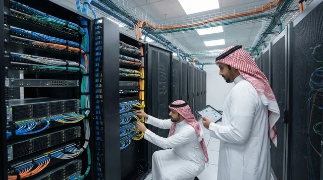 مهندسو شبكات سعوديون في مركز بيانات حديث