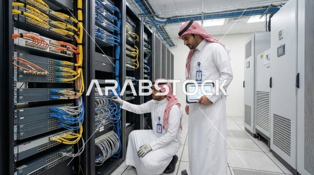 مهندسو شبكات سعوديون في مركز بيانات حديث