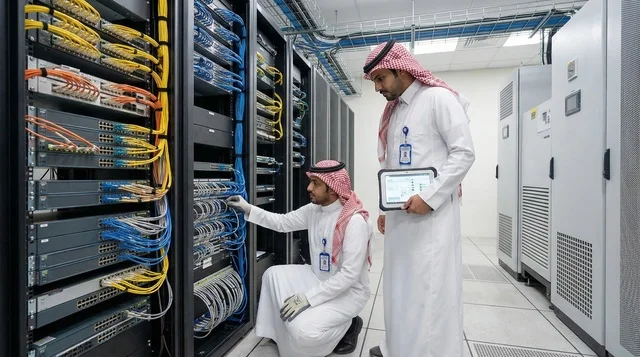 مهندسو شبكات سعوديون في مركز بيانات حديث