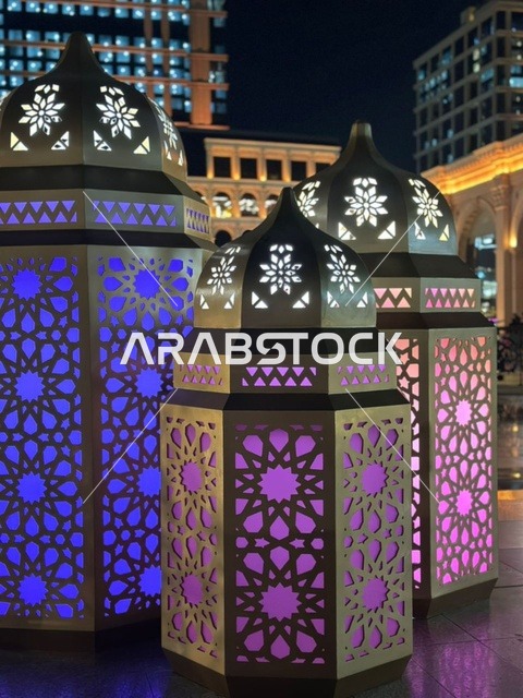 Illuminated Decorative Lanterns in Jeddah Al-Balad Night