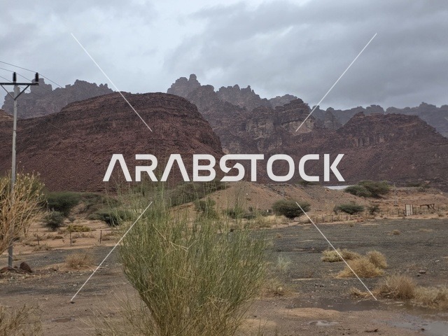 Tabuk Saudi Arabia Red Mountains and Cloudy Sky