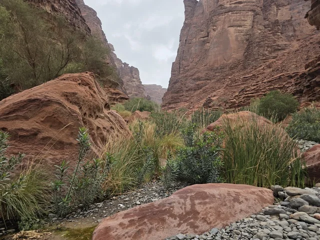 جبال تبوك السعودية تضاريس الوادي والصخور الحمراء