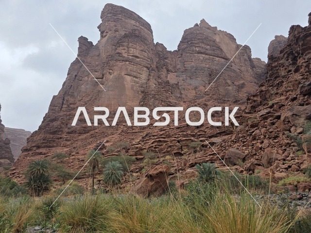 Tabuk Mountains Saudi Arabia Red Sandstone Cliffs Landscape