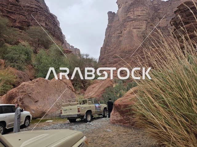 سيارة دفع رباعي في جبال تبوك السعودية