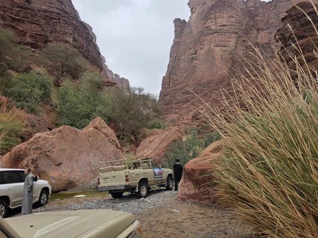 سيارة دفع رباعي في جبال تبوك السعودية