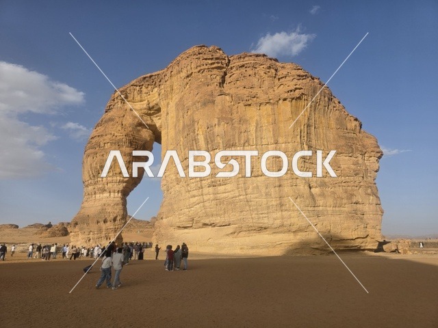 صخرة الفيل العلا السعودية معلم صحراوي