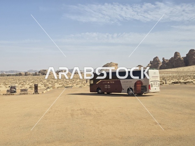 Tourist Bus in AlUla Desert Saudi Arabia