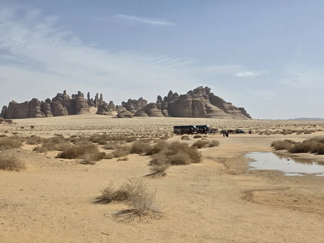حافلات سياحية في صحراء العلا بالمملكة العربية السعودية