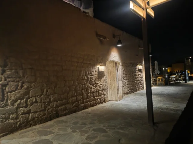 AlUla Old Town Stone Wall and Walkway at Night