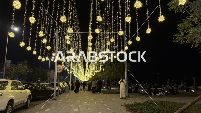 Night Eid Celebrations and Lights in Dammam Saudi Arabia
