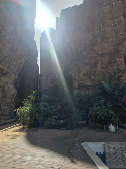 وادي العلا الصخري مع أشعة الشمس في المملكة العربية السعودية