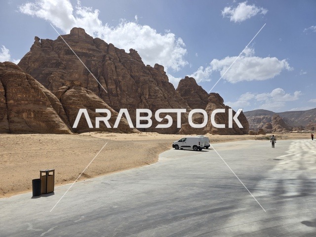 Al-Ula Sandstone Mountains and Desert Road
