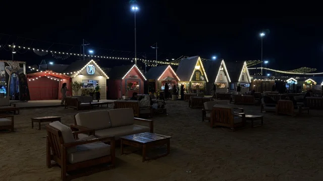 Banana Beach Al Jubail Night Outdoor Seating Kiosks