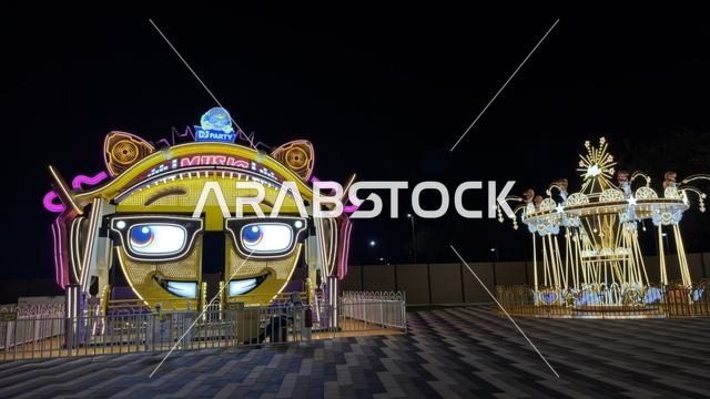 ملاهي بنانا بيتش في الخبر ليلاً