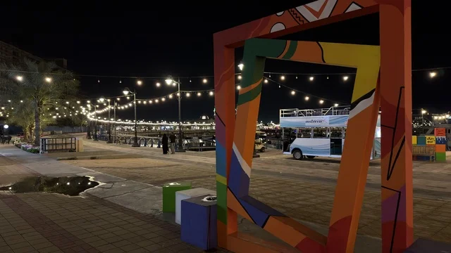 Alwan Jubail Festival Promenade in Saudi Arabia at Night
