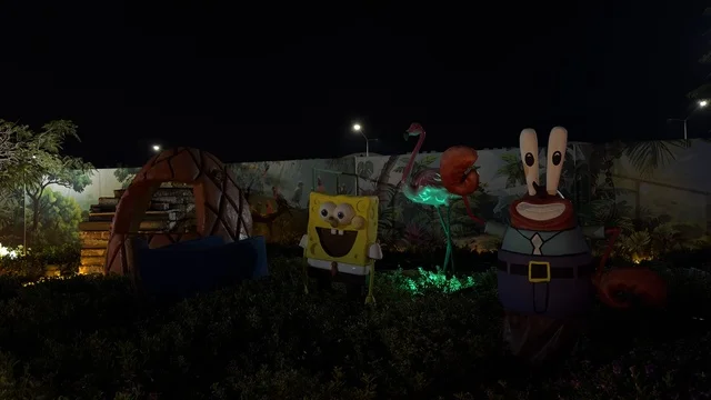 Cartoon Statues at Wonder Garden Jubail Night