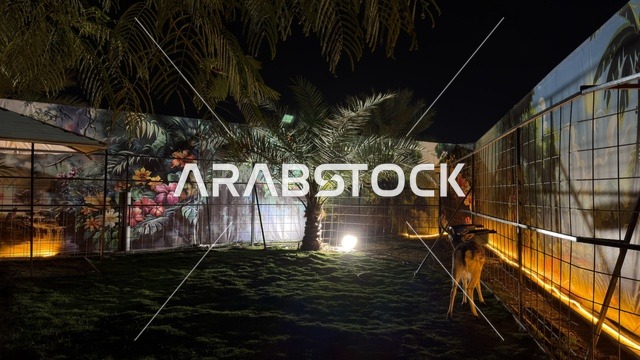 إضاءة حديقة العجائب في الجبيل ليلاً بالمملكة العربية السعودية