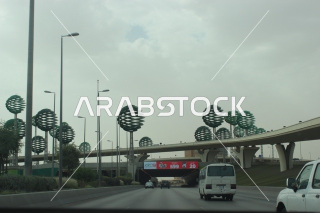 Riyadh Highway Traffic and Overpass Infrastructure