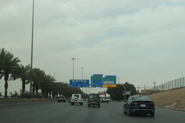 Traffic and Road Signs on a Highway in Riyadh Saudi Arabia