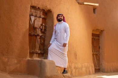 Saudi Man in Traditional Thobe at Heritage Village