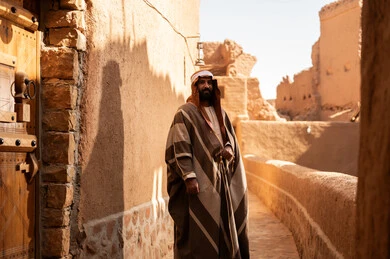 Saudi Man in Traditional Attire at Heritage Village