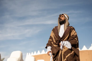Saudi Man in Traditional Najdi Heritage Clothing
