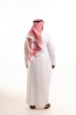 Saudi Man in Traditional Thobe Back View Studio