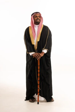 Saudi Man in Traditional Bisht on White Background