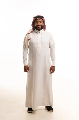 Saudi Man in Traditional White Thobe Studio Portrait