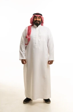 Saudi Man in Traditional Thobe on White Background